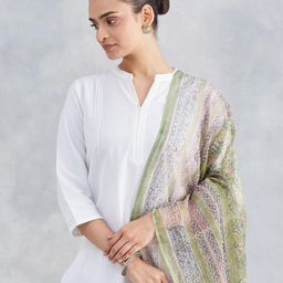 Fabindia Floral Printed Cotton Silk Dupatta-43