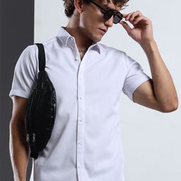 THE BEETEL HOUSE Men Textured Spread Collar Casual Shirt-image-90