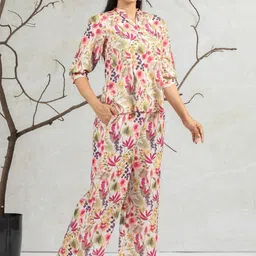 Amarasha Women Floral Printed Linen Co-Ord Set-picture-2