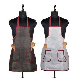 Kuber Industries 2-Pcs Jute 2 Front Pocket Kitchen Aprons-22