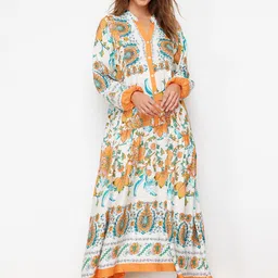 Trendyol Floral Print Puff Sleeve Maxi Casual Dress-37