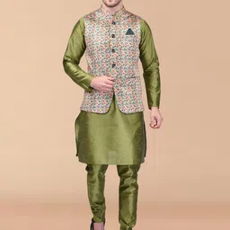 PRINTINDIA Men Regular Pure Silk Kurta with Trousers-41