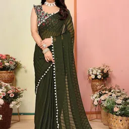 Mitera Striped Embroidered Saree-image-27