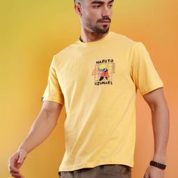 WROGN Men Naruto Graphic Printed Round Neck Pure Cotton Relaxed Fit T-shirt-image-41