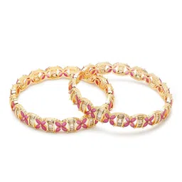 Anouk Set Of 2 Gold-Plated Ruby-Studded Bangles image 4