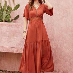 JC Mode Flared Sleeve Fit and Flare Maxi Dress-image-75