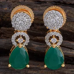 Kushal's Fashion Jewellery Rhodium-Plated Zircon Studded Teardrop Shaped Drop Earrings-41