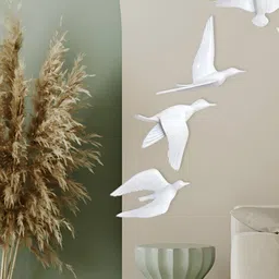 THREADVIBE LIVING 5-Pcs White Glossy Decorative Soaring Birds Wall Decors-image-39