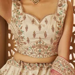 ODETTE Embroidered Sequinned Semi-Stitched Lehenga & Unstitched Blouse With Dupatta image 4