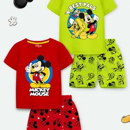 YK Disney Boys Pack of 2 Mickey & Pluto Printed T-shirt With Shorts-33