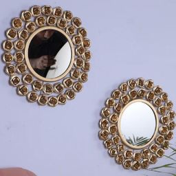 Urban Hamlet Set of 2 Gold-Plated Rose Petal Wall Mirrors-image-25