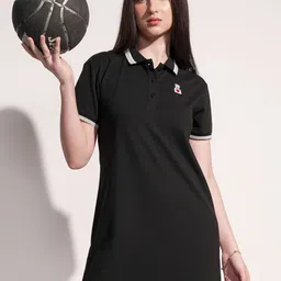 Tokyo Talkies Women Solid Shirt Collar T-shirt Mini Dress-picture-36