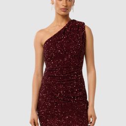 Forever New Embellished Sequined One Shoulder Ruched Bodycon Mini Dress-image-89
