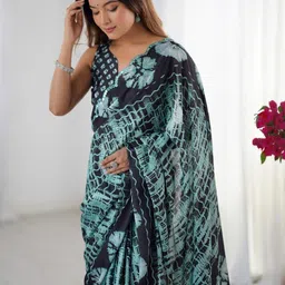 Kalista Tie and Dye Mirror Work Pure Chiffon Saree-picture-35