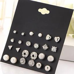 Vembley Silver-Plated Alloy Pearls Studs-image-23