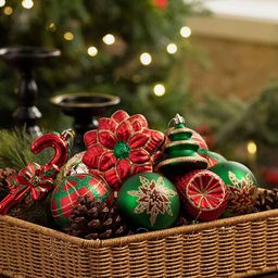 Little Surprise Box LLP 108Pcs Printed Poinsettia Themed Christmas Tree Decor-image-57