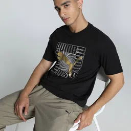 Puma Graphics Foil Printed Pure Cotton Short Sleeve T-Shirt-image-2