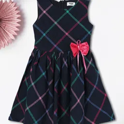 max Girls Checked Fit & Flare Cotton Dress-11
