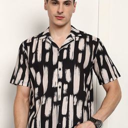The Roadster Lifestyle Co Abstract Printed Club Collar Pure Cotton Short Sleeve Shirt-image-52