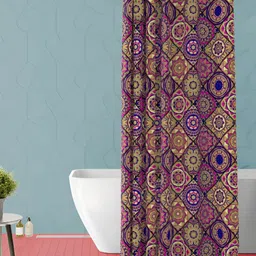 ArtzFolio Purple and Green Floral Printed Waterproof Shower Curtain-image-18