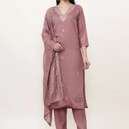 Jaipur Kurti Women Ethnic Motifs Embroidered Regular Sequinned Kurta with Trousers & With Dupatta-49