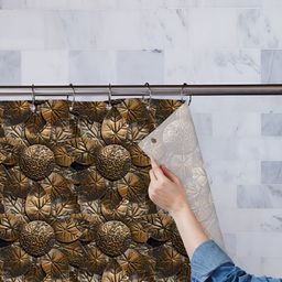 ArtzFolio Brown & White Printed Waterproof Shower Curtains-image-67