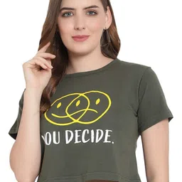 DEEPMAYRA COLLECTION Women Typography Printed Cotton Crop Tshirt-image-102