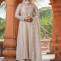 KALINI Women Floral Embroidered Regular Sequinned Kurta with Trousers & With Dupatta-16