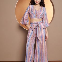 BRINNS Printed V-Neck Top With Palazzo-picture-34