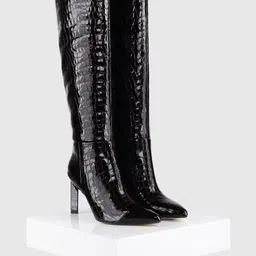 Oroh Women Textured Pointed Toe Long Boots-image-61