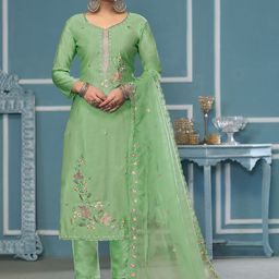 HERE&NOW Floral Embroidered Unstitched Dress Material-picture-0