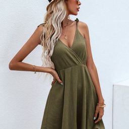 Outzidr WomenStriped Flared Above Knee Sleeveless Dress-image-66