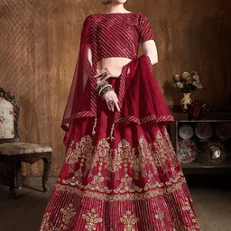 DIVASTRI Embroidered Sequinned Semi-Stitched Lehenga & Unstitched Choli With Dupatta-picture-26