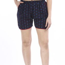 E-MAX Women Navy Blue Printed Short-image-71