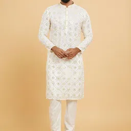 Twamev Men Woven Design Woven Design Kurta with Churidar-image-115