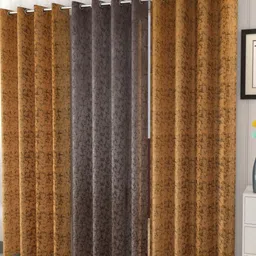 Galaxy Home Decor Brown & Grey 3 Pieces Room Velvet Darkening Window Curtains-11