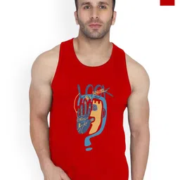SLOWLORIS Men Pack Of 2 Printed Scoop Neck Cotton Gym Vests-picture-31