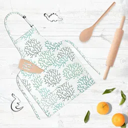 ArtzFolio White & Green Printed Cotton Aprons-image-83