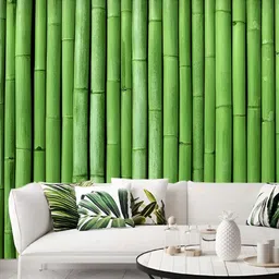 Jaamso Royals Green Bamboo Printed Self-Adhesive & Removable Wall Sticker-0