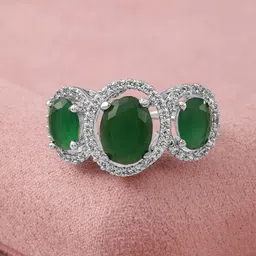Rubans Rhodium-Plated Cubic Zirconia Stone Studded Adjustable Ring-55