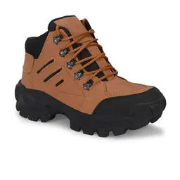 SHOE DAY Men Colourblocked Leather Trekking Shoes-image-23