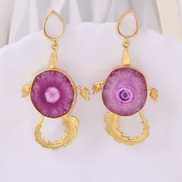 DASTOOR Gold Plated Artificial Stones Studded Contemporary Drop Earrings-79
