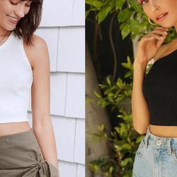 PINOVO Women Pack Of 2 Solid One Shoulder Cotton Crop Top-picture-0