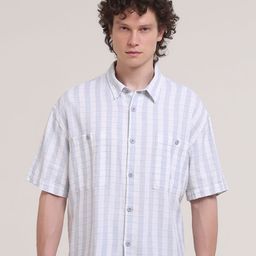 Espanshe Men Gingham Checked Spread Collar Pure Cotton Casual Shirt-image-33