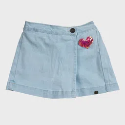 KiddoPanti Girls Embellished Mid-Rise Denim Shorts-image-33