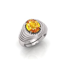 todani jems 10.25 Ratti Pukhraj Stone Original Certified Yellow Sapphire Gemstone Silver PlatedAdjustable Ring-picture-12