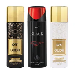 CFS Set Of 3 Black & Oudh Deodorant Body Spray -200ml Each image 2