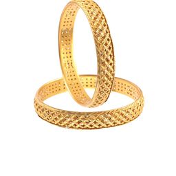 Jewar Mandi Set of 2 Gold-Plated Net & Etching Textured Bangles image 3