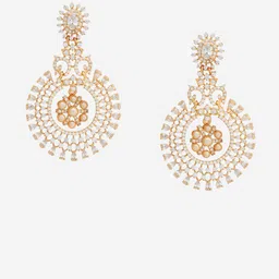 Kushal's Fashion Jewellery Teardrop Shaped Cubic Zirconia Gold Plated Drop Earrings image 2