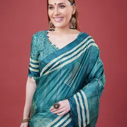 DOI MOI Solid Banarasi Saree With Blouse Piece-image-51